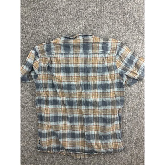 Kuhl Shirt Mens Medium Blue Plaid Linen Cotton Short Sleeve Button Front Casual - Picture 6 of 6